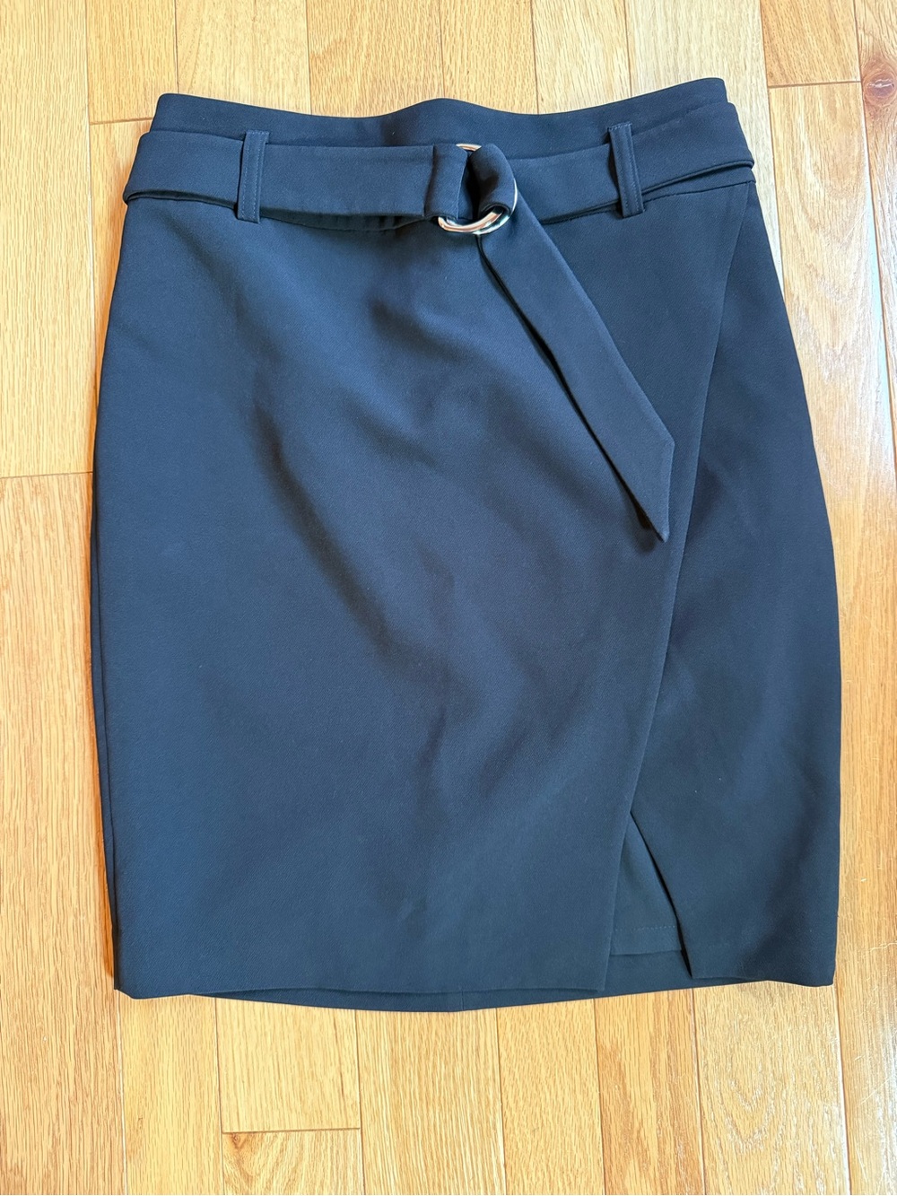 Express Black Wrap-Front Pencil Skirt with D-Ring Belt